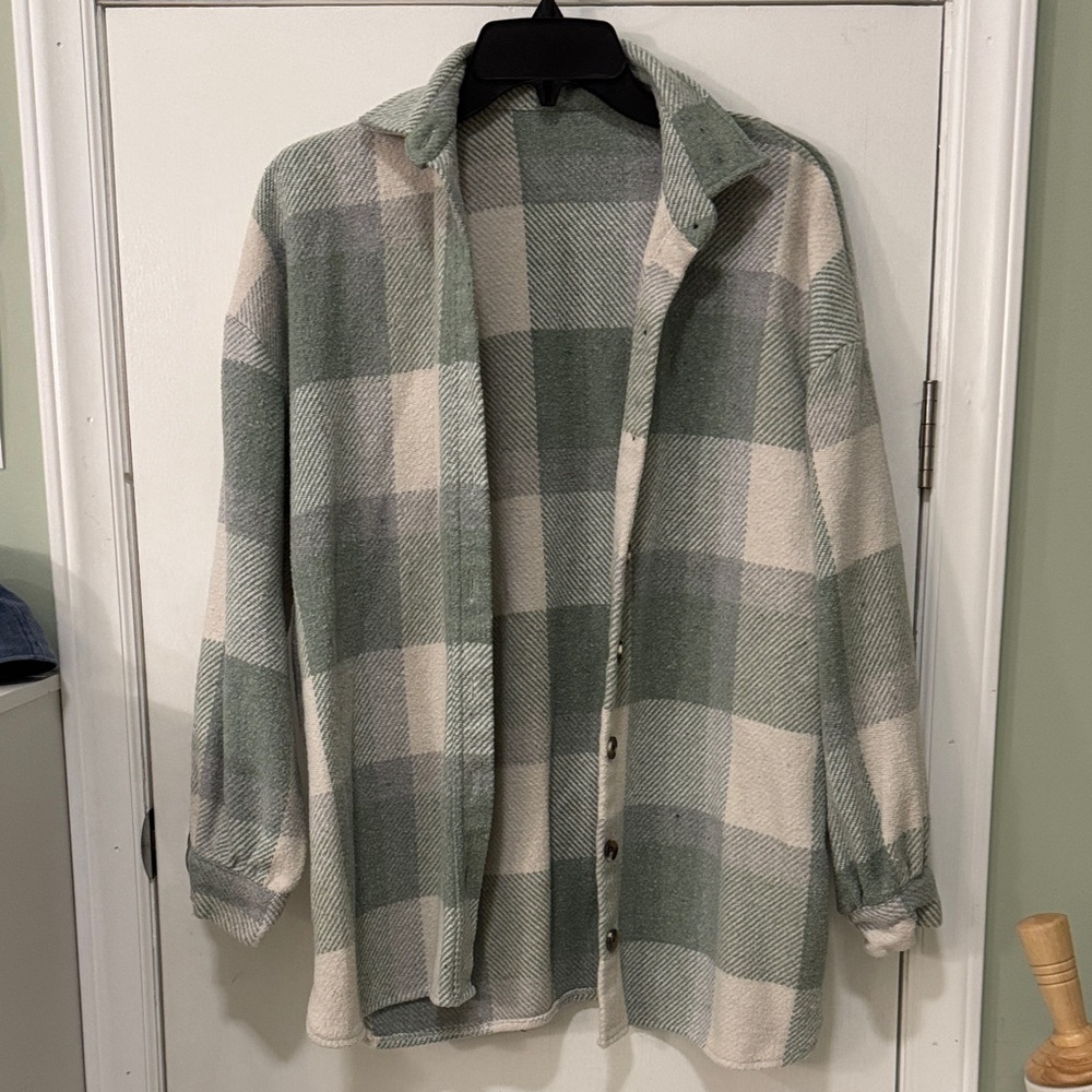 NastyGal Plaid Button-Up Shirt Jacket - Picture 1 of 5